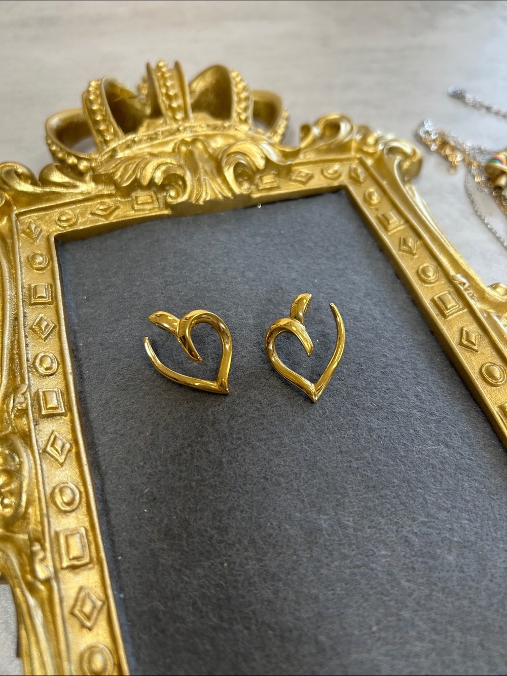 Super Sexy Vintage Monet Gold Open Heart  Earrings - Shiny Gold Tone